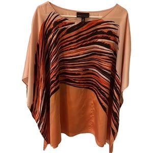 Dana Buchman Orange Tiger Striped Poncho Blouse